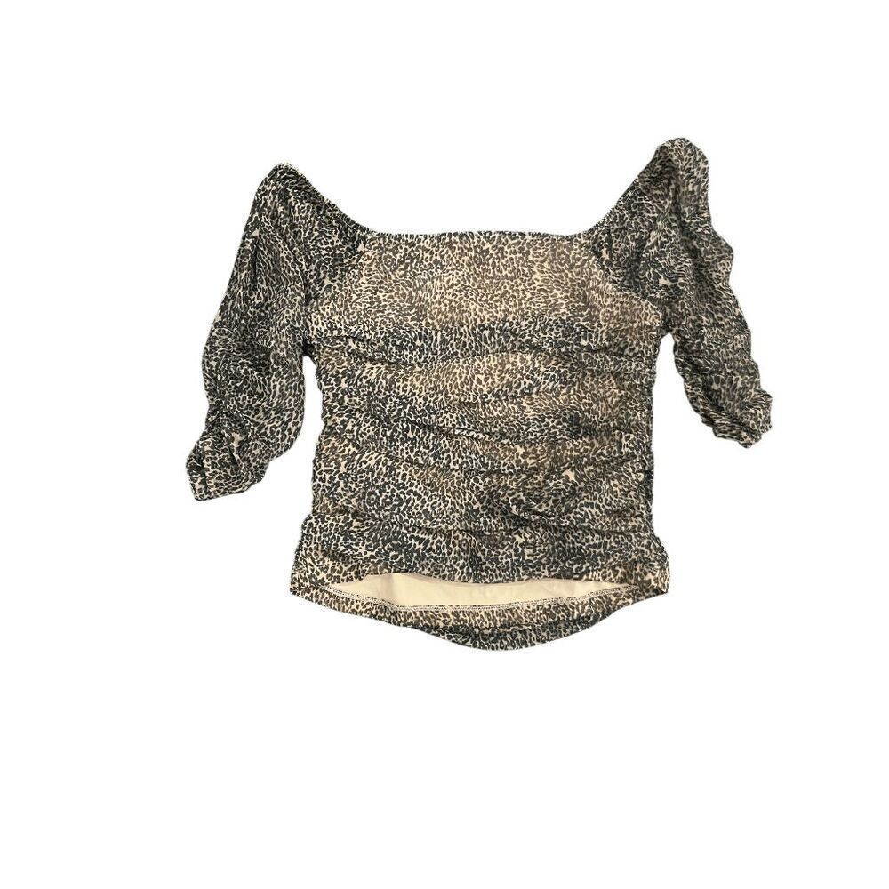 Anthropologie Shirred Animal Print Top Size Small